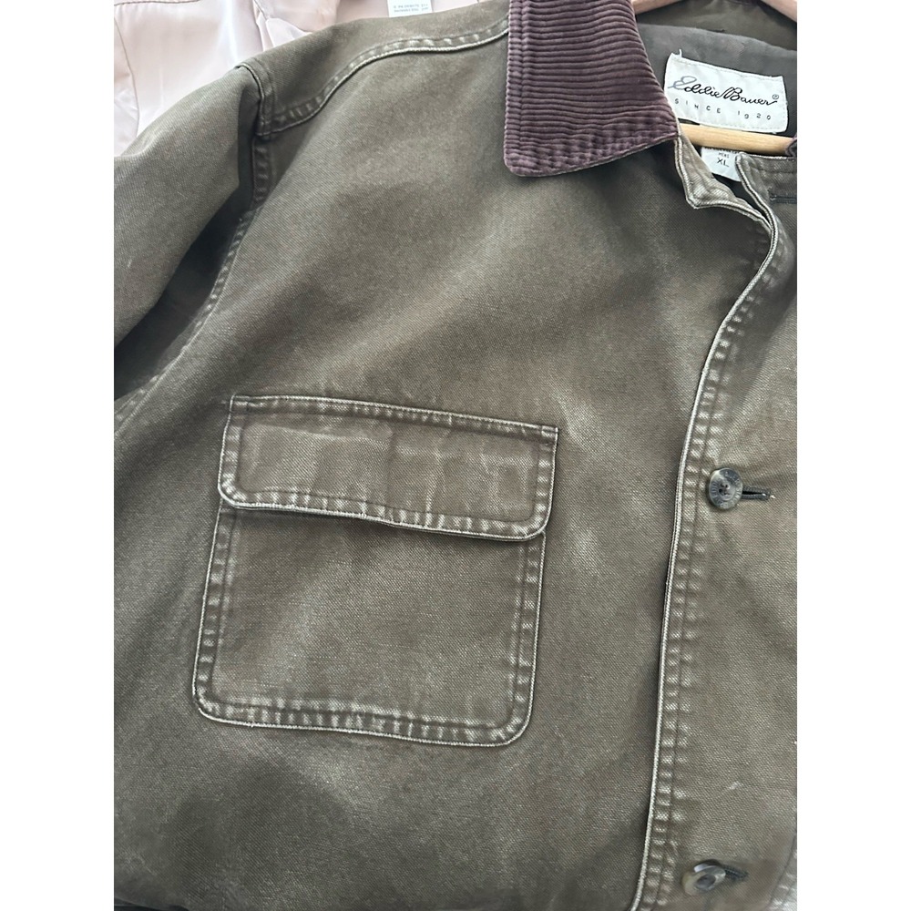 VTG Eddie Bauer Canvas Cotton Field Barn Chore Jacket Mens XL Green - Picture 10 of 10